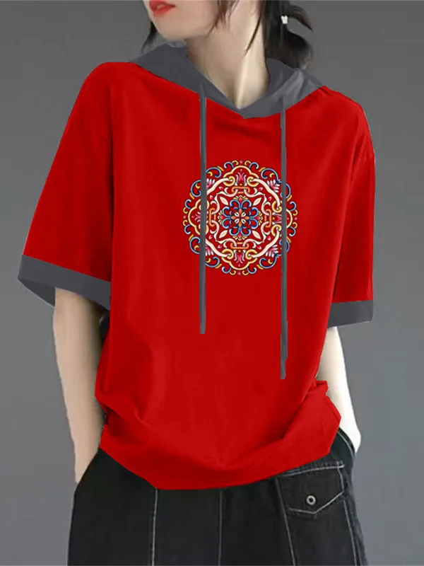 Streetwear High End Brand - T-shirt Rossa in Puro Cotone a