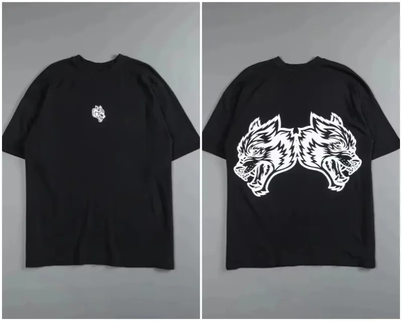 Streetwear High End Brand - T-Shirt Retrò con Testa di Lupo