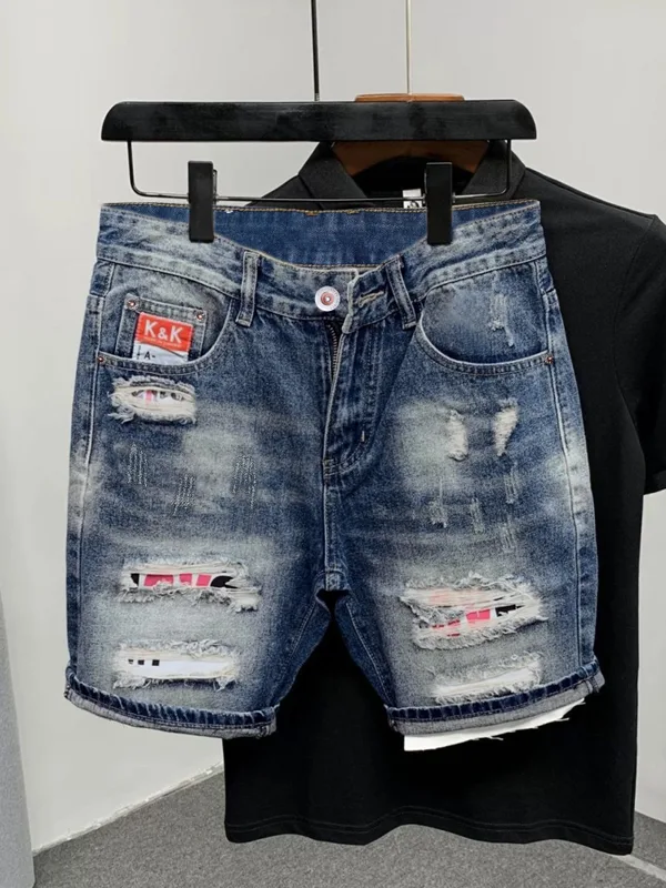 Streetwear Brand Vintage - Shorts in denim da uomo strappati