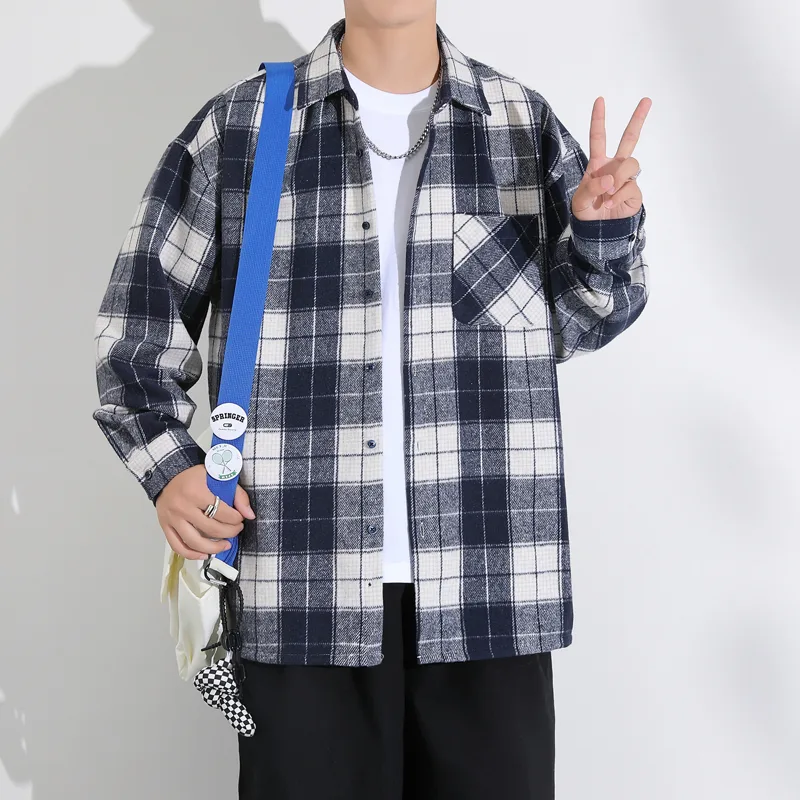 Streetwear Brand Hong Kong - Camicia Casual da Uomo Stile Retrò
