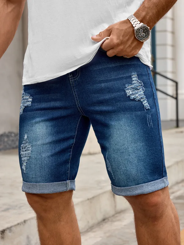 Streetwear Brand Pants - Pantaloncini in denim da uomo, strappati