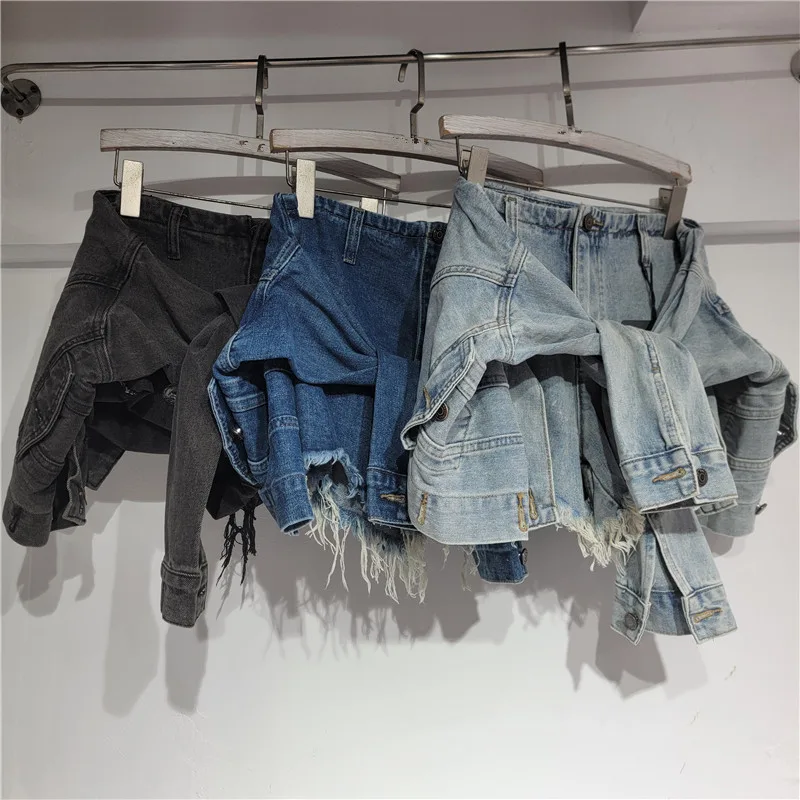 Streetwear Brand Pants - Shorts in denim da donna, jeans