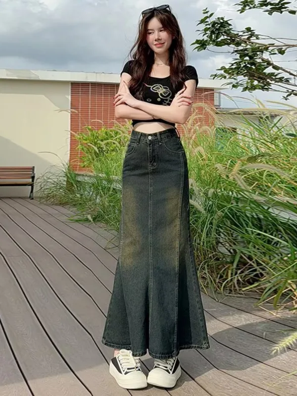 Gonna lunga da donna in denim  - Streetwear Brand Pants recensione e prezzo